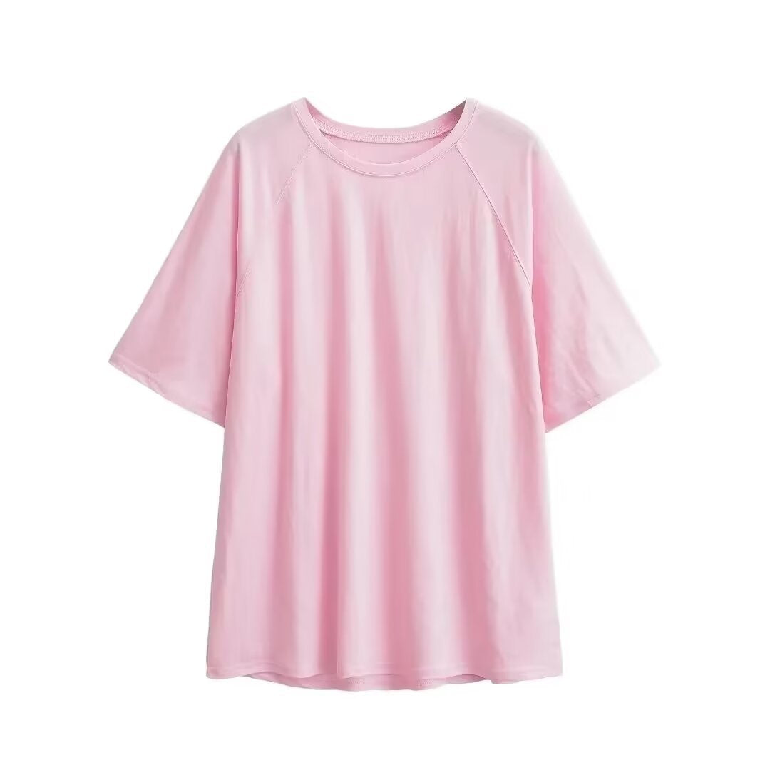 Damen lässiges T-Shirt mit überschnittenen Ärmeln EB