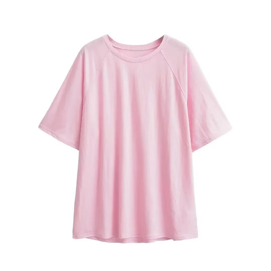 Damen lässiges T-Shirt mit überschnittenen Ärmeln EB