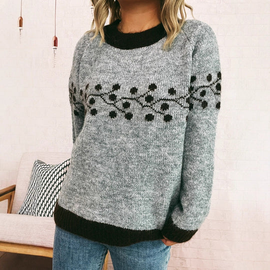 Damen Strickpullover mit floralem Muster und weichem Material EB