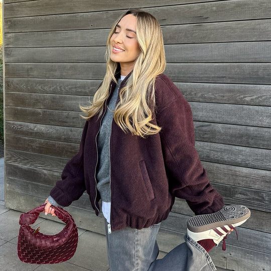 Damen Fleece-Bomberjacke mit elastischem Saum und praktischen Eingrifftaschen EB