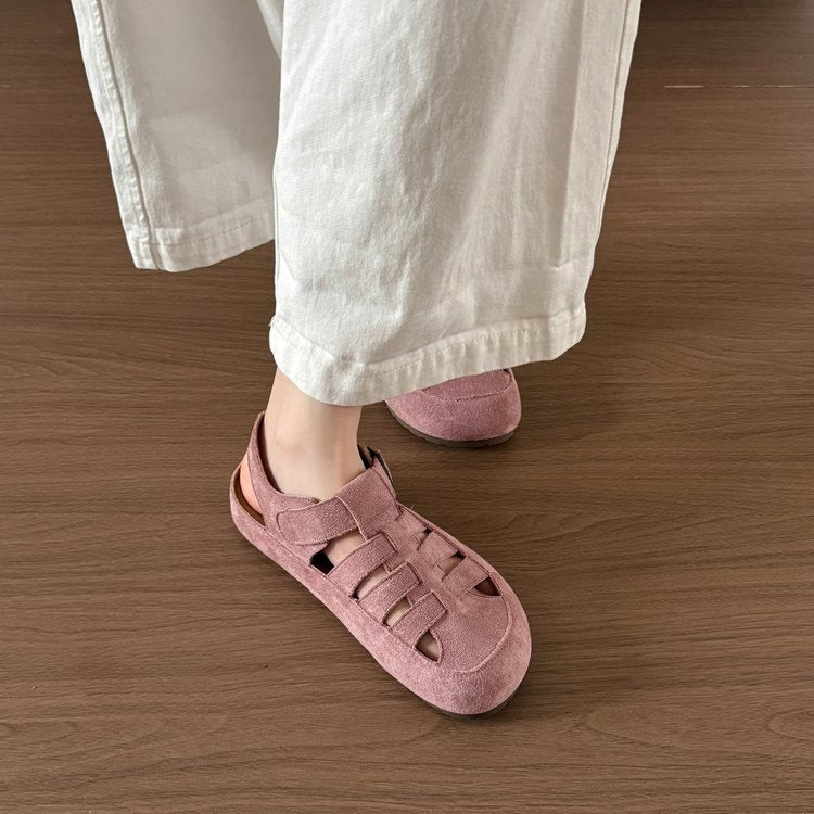 Damen Komfortable und stilvolle Ledersandalen mit verstellbarem Riemen EB