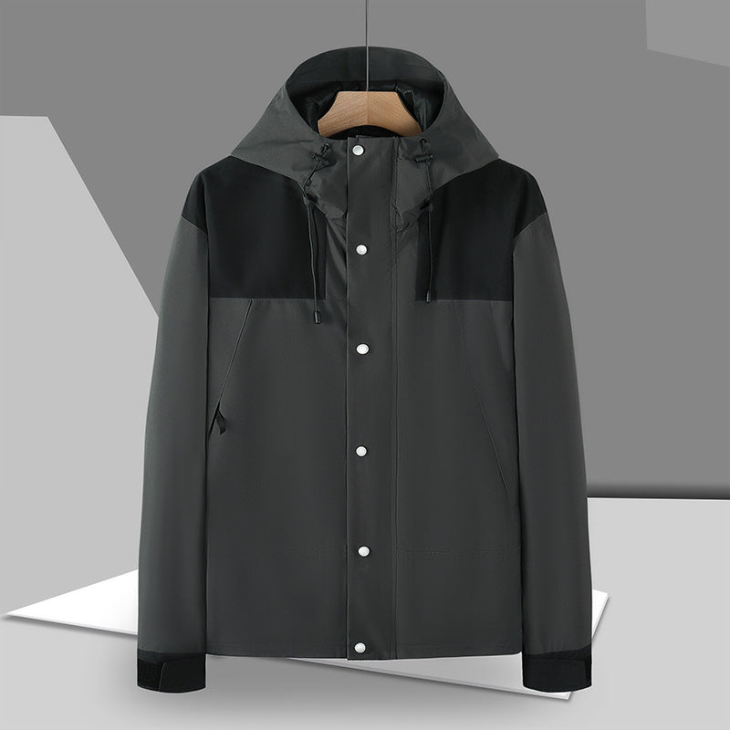 Herren Minimalistische Softshell-Kapuzenjacke mit verdeckter Druckknopfleiste EB