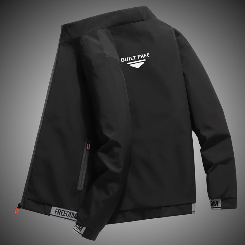 Herren leichter winddichter Freizeitblouson mit Logo-Print, Reißverschlusstaschen und elastischem Saum EB