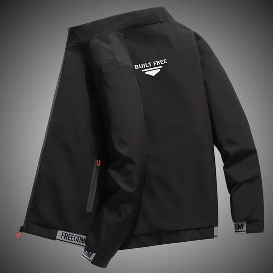 Herren leichter winddichter Freizeitblouson mit Logo-Print, Reißverschlusstaschen und elastischem Saum EB