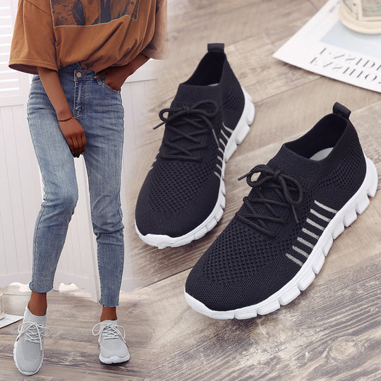 Damen atmungsaktive Freizeit-Sneakers mit flexiblem Obermaterial EB