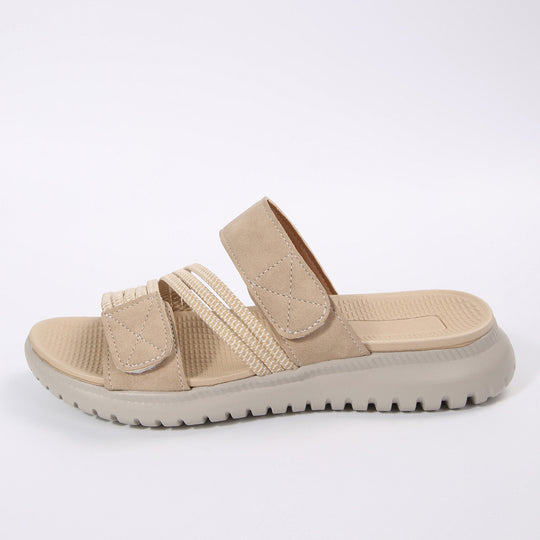 Damen bequeme Slipper mit verstellbarem Riemendesign und rutschfester Sohle EB