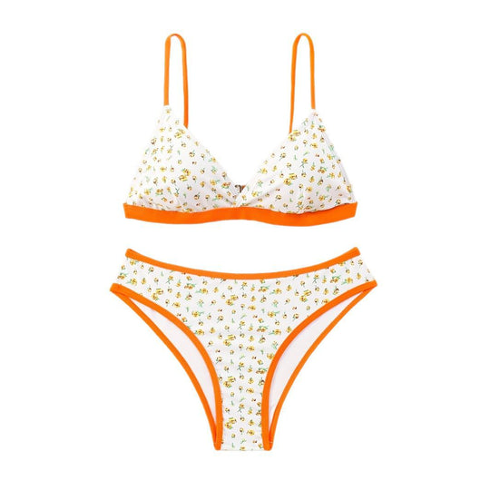 Damen Blumenmuster Bikini mit raffinierter Schnittführung EB