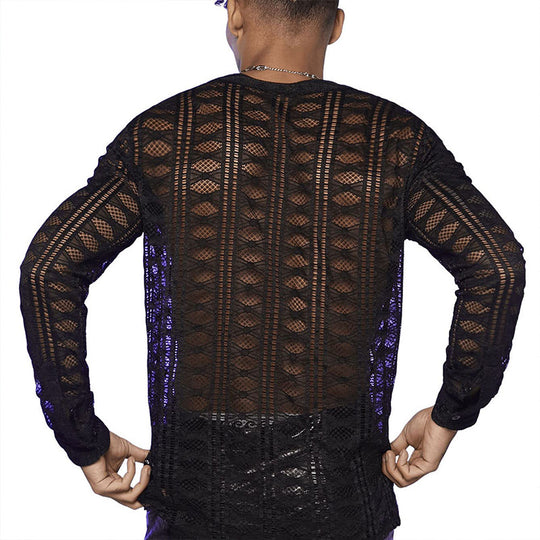 Damen Transparente Langarmbluse aus leichtem Material EB