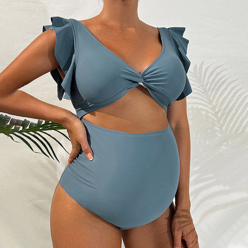 Damen Badeanzug Set mit raffiniertem Knotendesign und modischen Rüschendetails EB