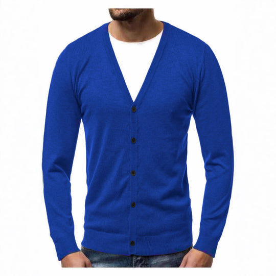 Herren nan Feinstrick-Cardigan mit V-Ausschnitt, schmaler Passform und durchgehender Knopfleiste EB
