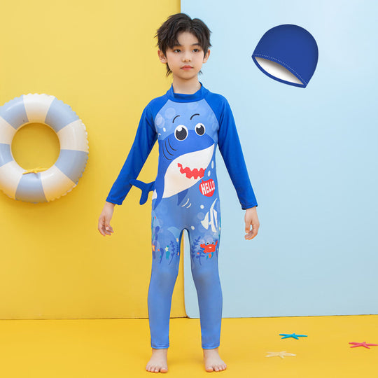 Jungen UV-Schutz Schwimmanzug mit langen Ärmeln und süßem Dinosaurier-Motiv EB
