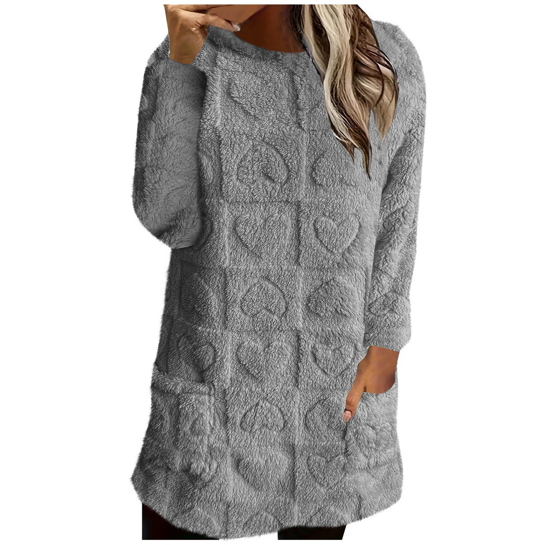 Damen Kuschelige Tunika mit Herzmuster EB