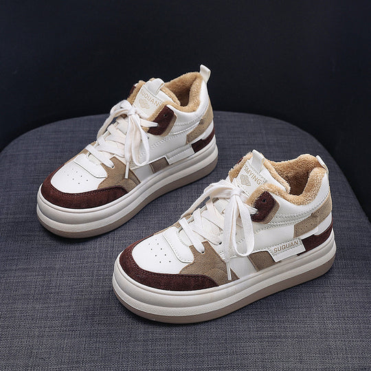 Damen modische Chunky Sneakers mit kuscheligem Innenfutter und strapazierfähigem Obermaterial EB