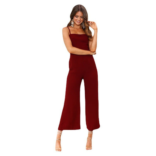 Damen Jumpsuit mit schmalen Trägern und weitem Beinschnitt EB