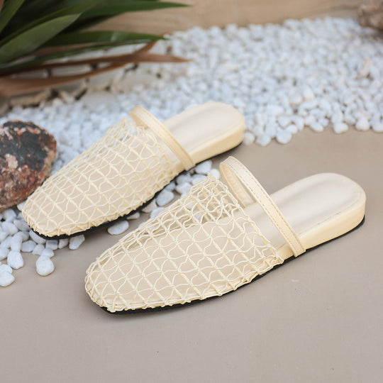 Damen offene Slipper mit eleganten Netzdetails EB