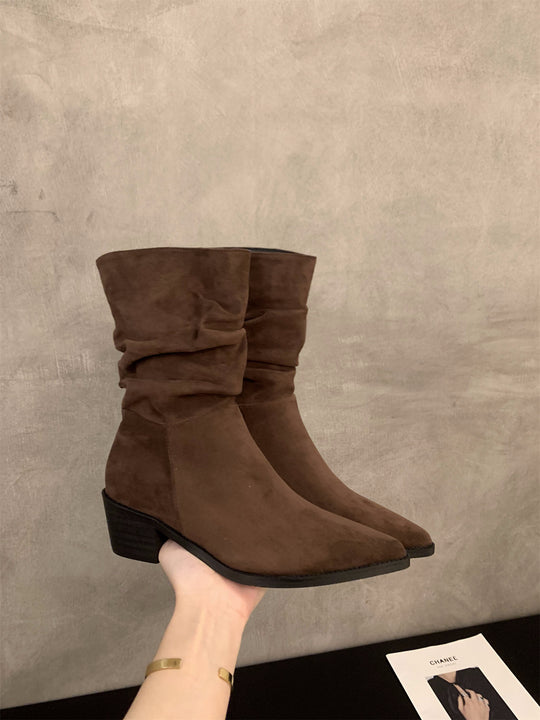 Damen Stiefeletten mit gerafftem Schaft und spitzem Fußteil EB