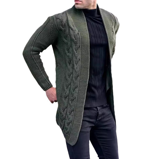 Herren Grobstrick Cardigan mit modischem Zopfmuster und lässigem Schnitt EB