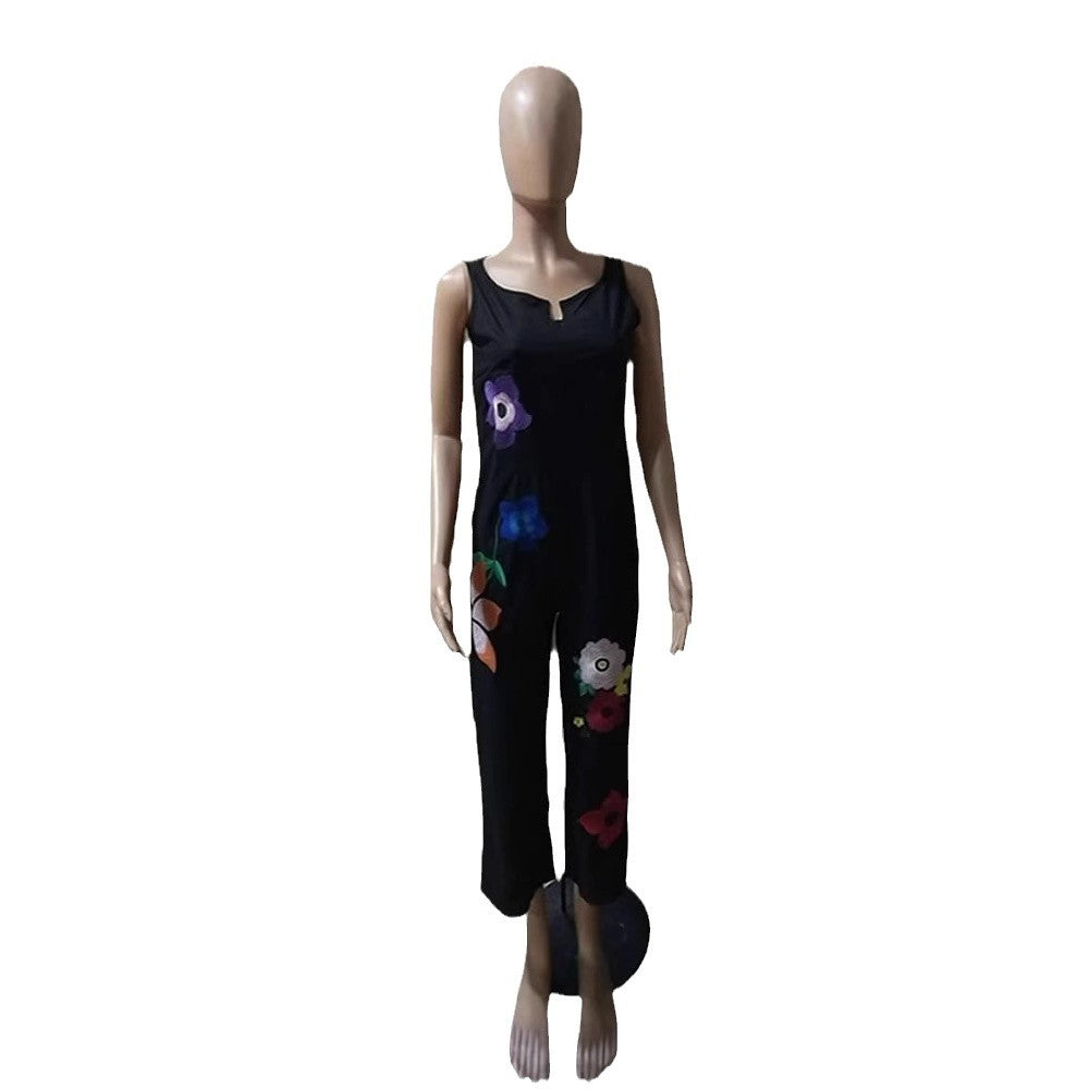 Damen Modischer Jumpsuit mit floralem Design und praktischen Taschen EB