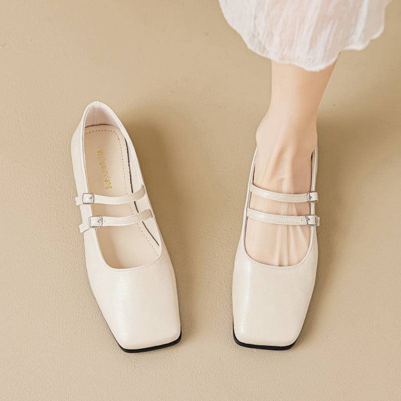 Damen zeitlose und elegante Mary-Jane Schuhe mit doppeltem Riemen EB