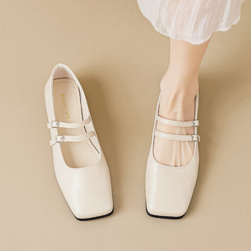 Damen zeitlose und elegante Mary-Jane Schuhe mit doppeltem Riemen EB