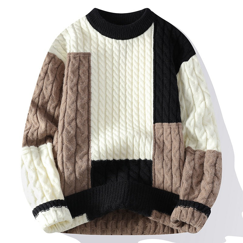 Herren modischer Pullover im Kabelstrickdesign EB
