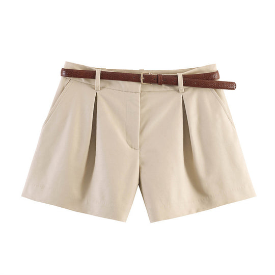 Damen elegante Polka-Dot-Shorts mit Gürtel EB