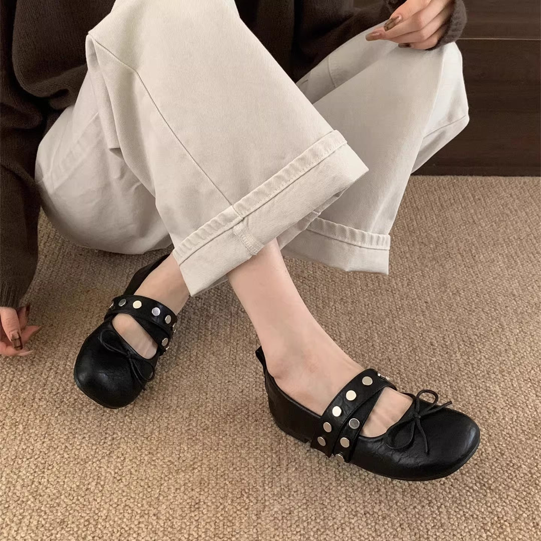 Damen Ballerinas mit verspieltem Schleifen-Design und modischem Riemen EB