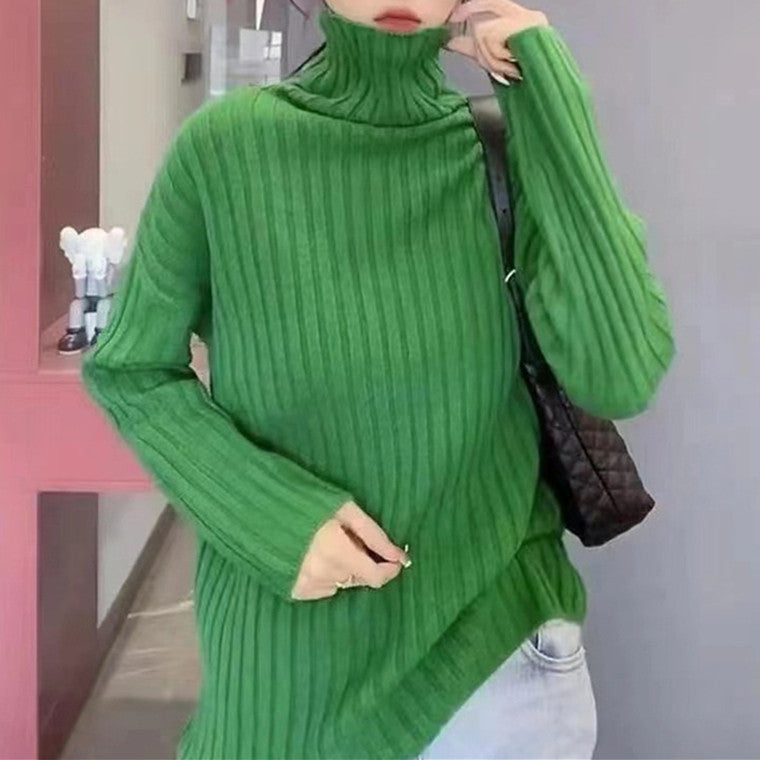 Damen Hochgeschlossenes Strickoberteil mit asymmetrischem Schnitt und feiner Rippstruktur EB