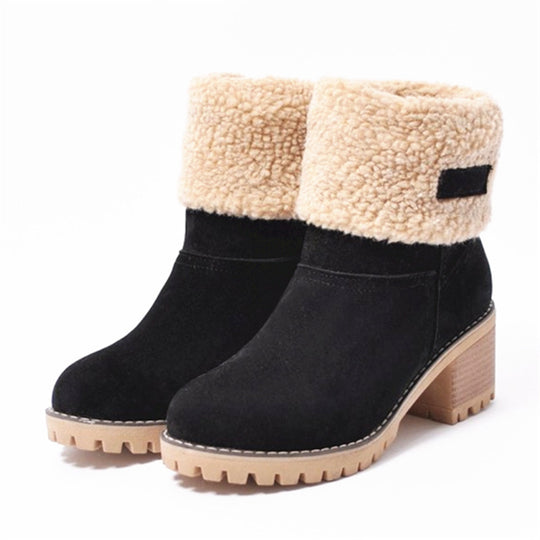 Damen warme Winterstiefel mit kuscheligem Kunstfellrand und robuster Profilsohle EB