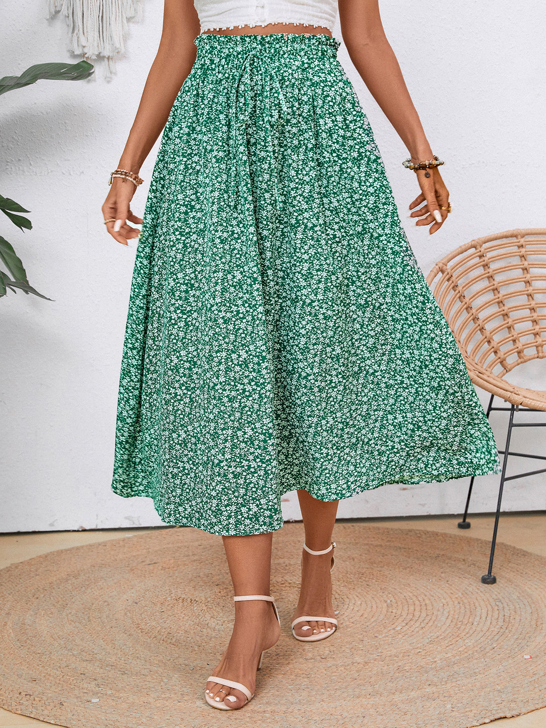 Damen Midi-Rock mit floralen Print EB