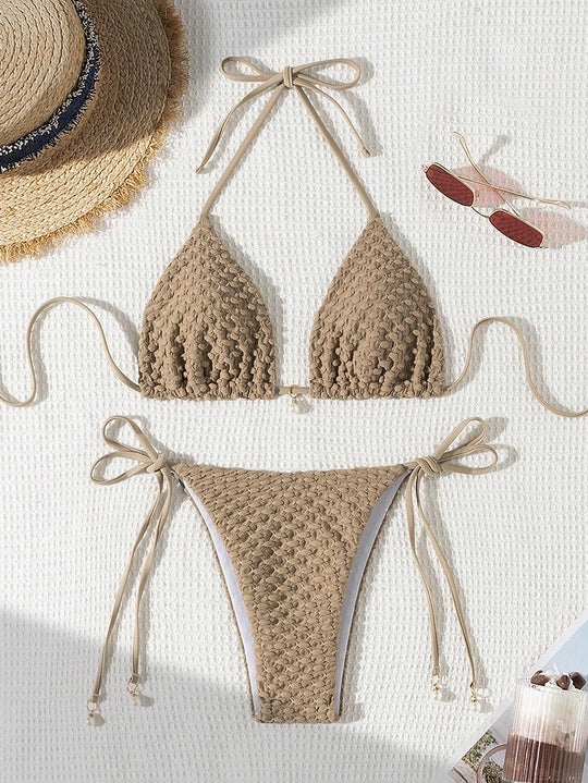 Damen Triangle-Bikini mit strukturiertem Design und verstellbaren Trägern EB