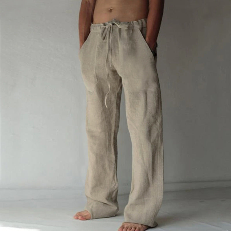 Herren nan lockere Leinenhose mit weitem Bein und Kordelzugbund EB