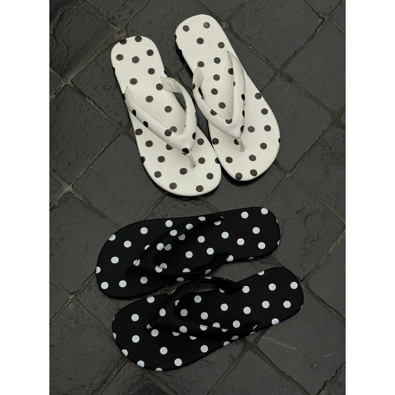 Damen trendige Zehentrenner-Sandalen mit Polka-Dots-Dekor EB