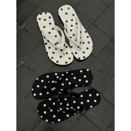 Damen trendige Zehentrenner-Sandalen mit Polka-Dots-Dekor EB