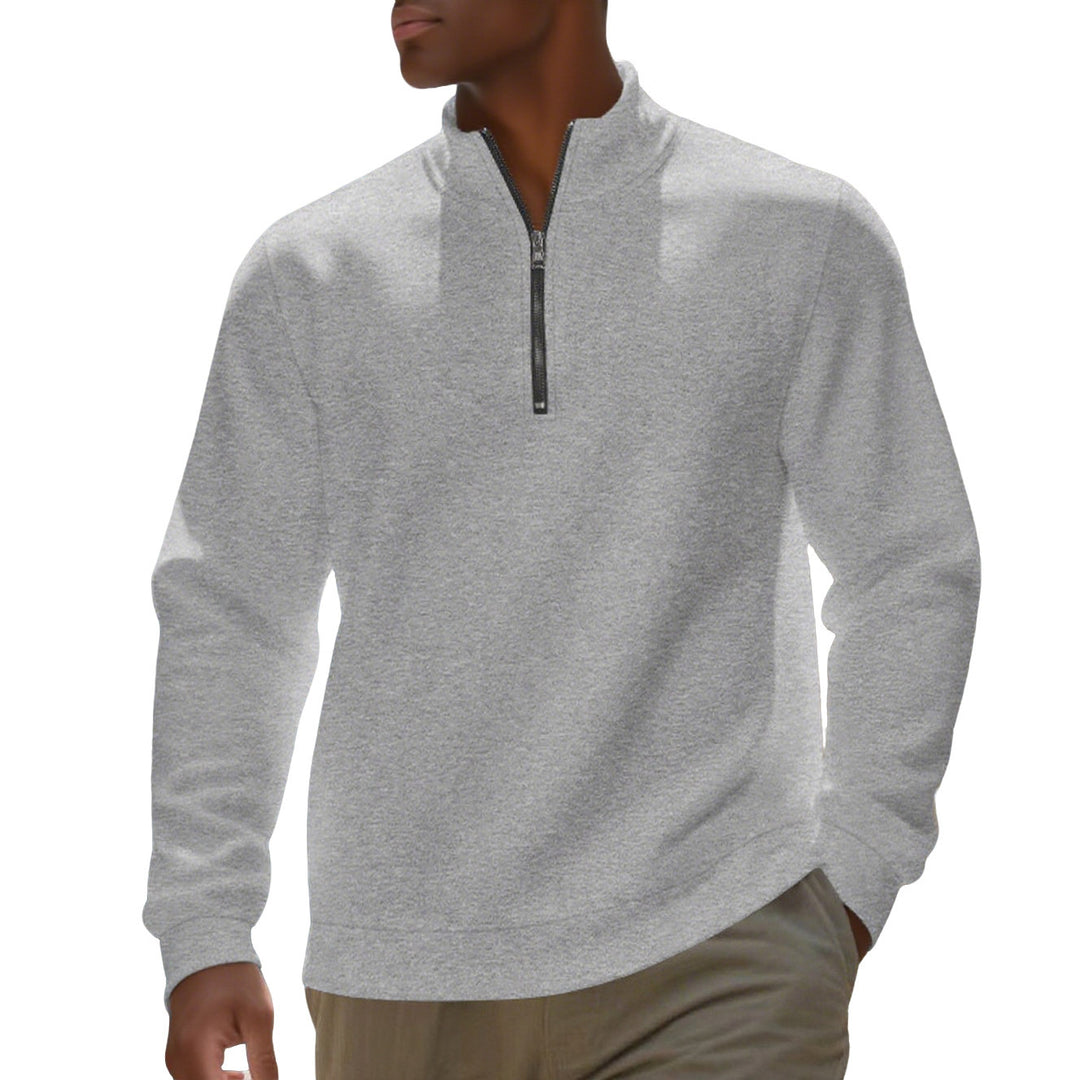 Herren nan Halbzip-Sweatshirt aus Baumwollmix mit Stehkragen, weichem Innenfutter und Rippbündchen EB