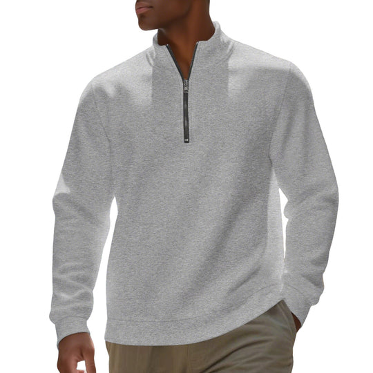 Herren nan Halbzip-Sweatshirt aus Baumwollmix mit Stehkragen, weichem Innenfutter und Rippbündchen EB