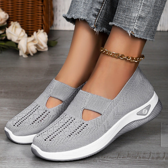 Damen nan leichte atmungsaktive Strickslipper mit Memoryschaum und rutschfester Laufsohle EB