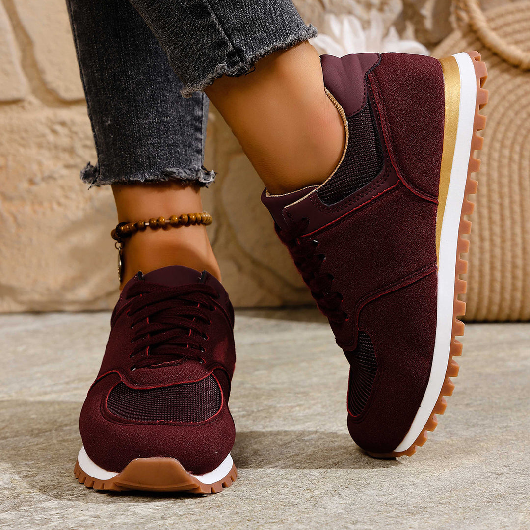 Damen leichte Retro-Lauf- und Freizeitsneaker mit gepolstertem Komfortfußbett und griffiger Profilsohle EB