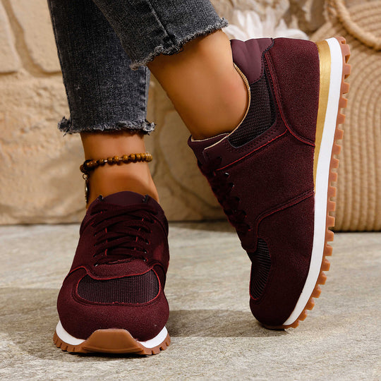 Damen leichte Retro-Lauf- und Freizeitsneaker mit gepolstertem Komfortfußbett und griffiger Profilsohle EB