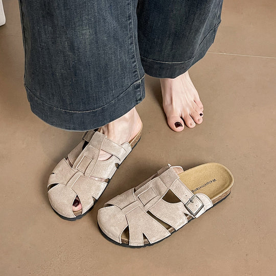 Damen bequeme Sandalen mit modischer Schnallenverzierung EB