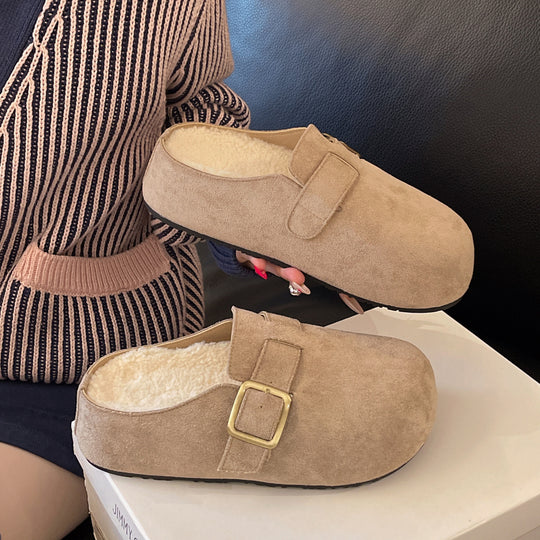 Damen Komfortable Clogs aus weichem Mikrofaser mit Plüschfutter EB
