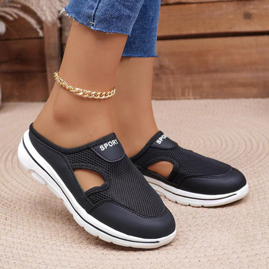 Damen atmungsaktive Freizeitschuhe mit offenem Fersenbereich und rutschfester Sohle EB