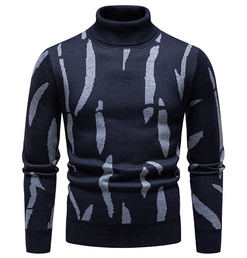 Herren modischer Rollkragenpullover mit auffälligem Muster EB