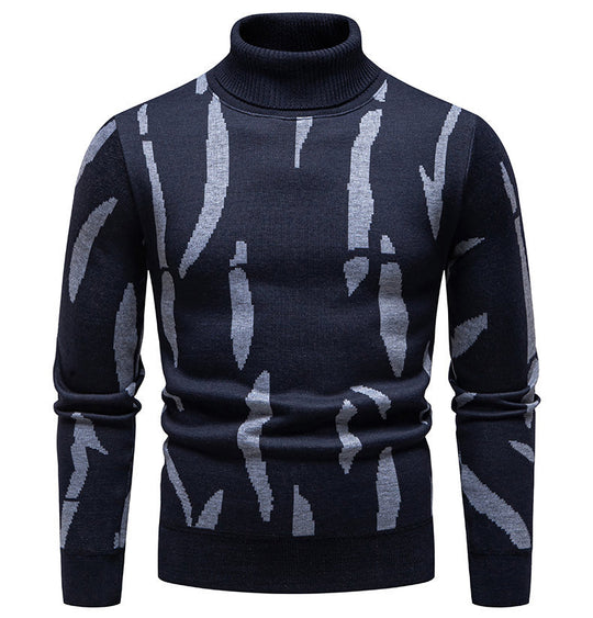 Herren modischer Rollkragenpullover mit auffälligem Muster EB