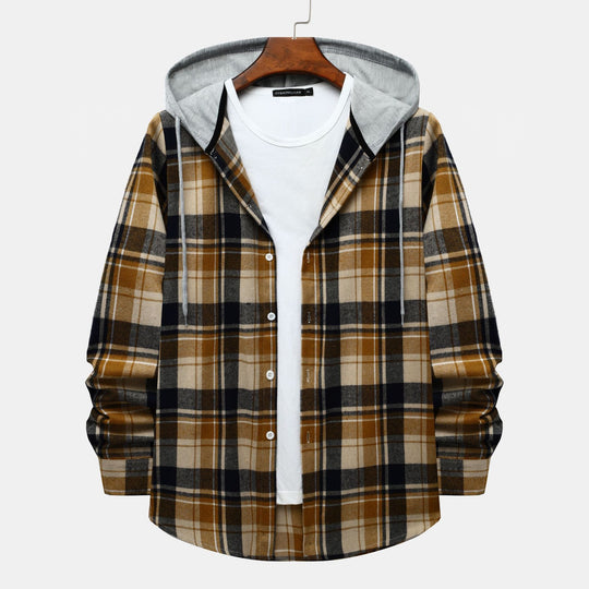 Herren Karierte Hemdjacke mit Kapuze und bequemer Passform EB