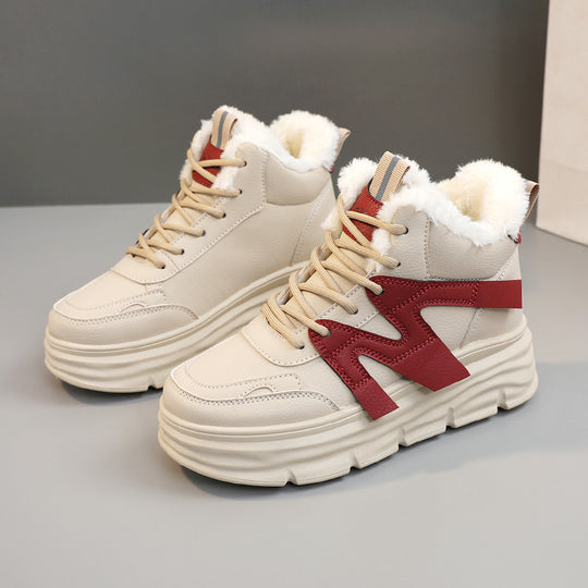 Damen modische High-Top Sneakers mit kuscheligem Innenfutter und robustem Profil EB
