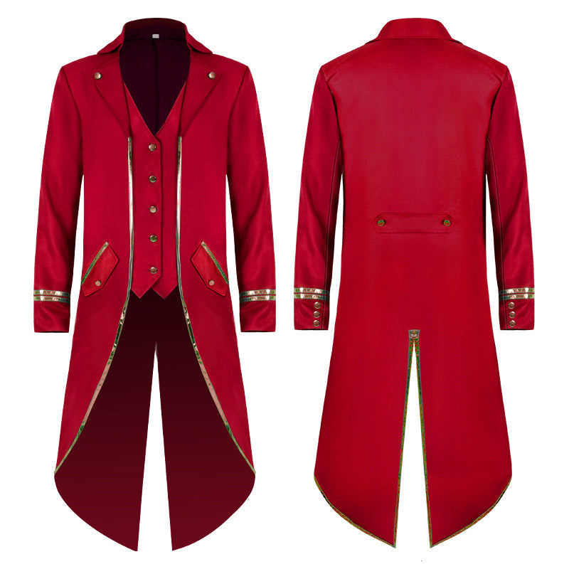 Damen nan langer taillierter Blazer-Mantel mit goldener Kettendetail und einreihigem Verschluss Eb
