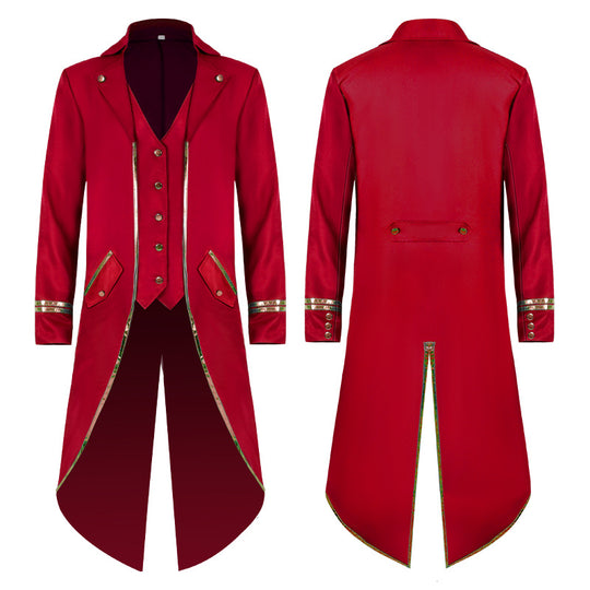 Damen nan langer taillierter Blazer-Mantel mit goldener Kettendetail und einreihigem Verschluss Eb