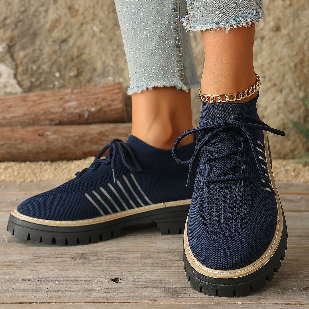 Damen Bequeme Sneaker mit atmungsaktivem Strickdesign und robustem Profil EB