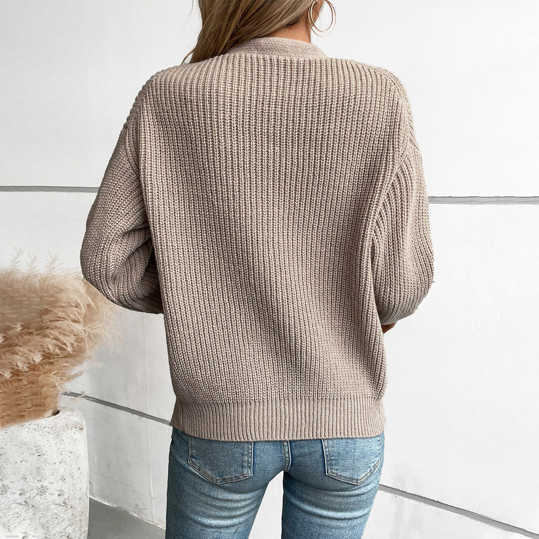 Damen Strickjacke mit tiefem V-Ausschnitt und praktischen Taschen EB